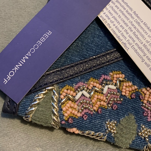 Rebecca Minkoff Denim embellished beaded envelope clutch. Brand new NWT✨ - Picture 2 of 13